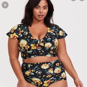 Torrid flutter sleeve swim crop top
